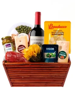 Cesta Flores, Queijos e Vinho