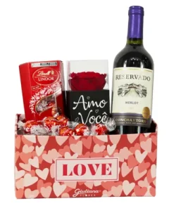kit Rosa Encantada Vermelha e Box Love