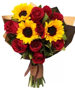 Buquê de Girassol e Rosas Vermelhas
