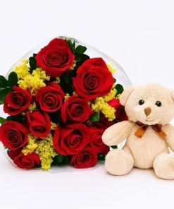12 Rosas Vermelhas Com Pelúcia
