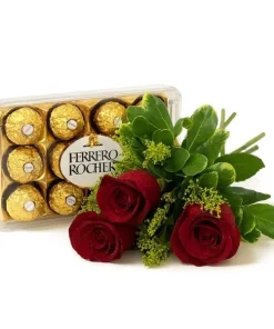 3 Rosas Com Ferrero Rocher
