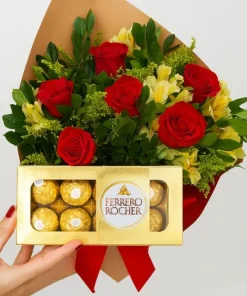 6 Rosas Com Ferrero Rocher