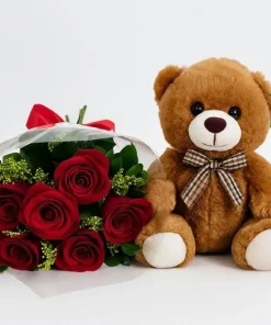 6 Rosas Com Pelúcia