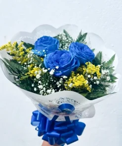 Buquê 3 Rosas Azuis- Linha Premium